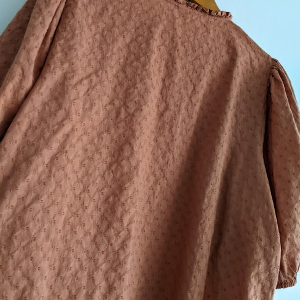 Old Navy Burnt Orange Textured Balloon Sleeve Blouse Sz XXL - Picture 3 of 8